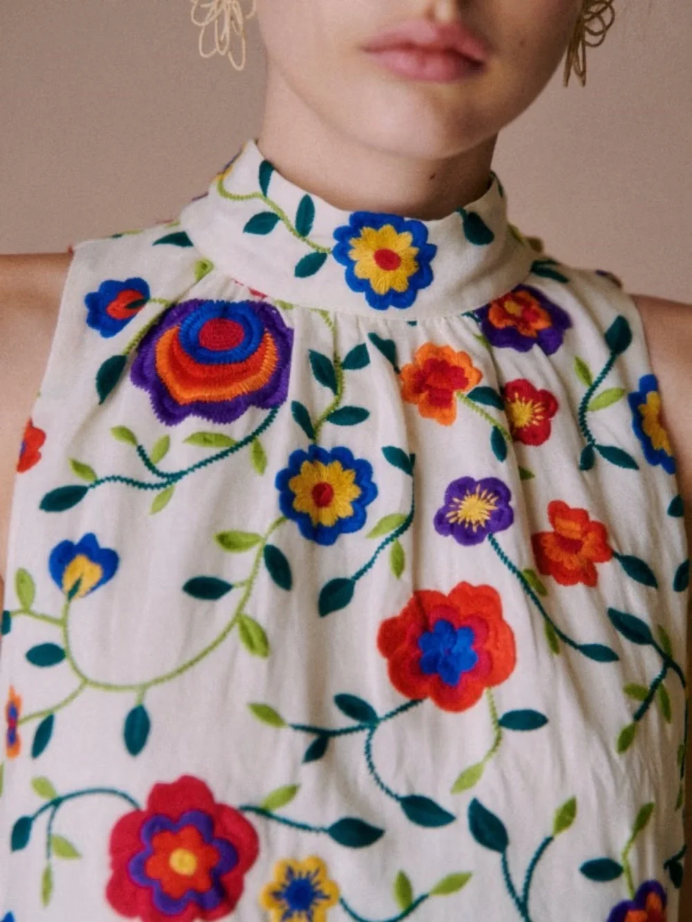 NWT Sézane Olympia Dress in Multicolor Embroidery Size 4/36